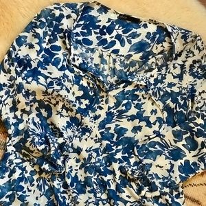 Blue Floral Blouse